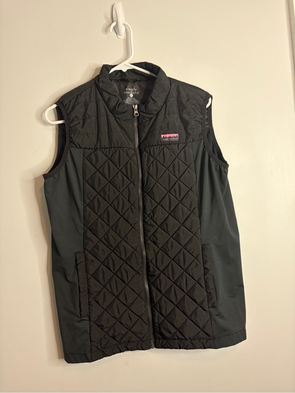 Simply Southern Black Quilted Vest Full Zip Womens Large